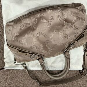 Coach Tan Shoulder Bag with Monogram Designer